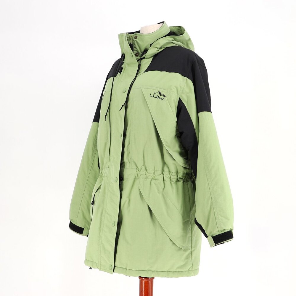 L.L.BEAN OUTDOORS Women's Parka Insulated Hooded Long Jacket Green Black Size L - Picture 2 of 11